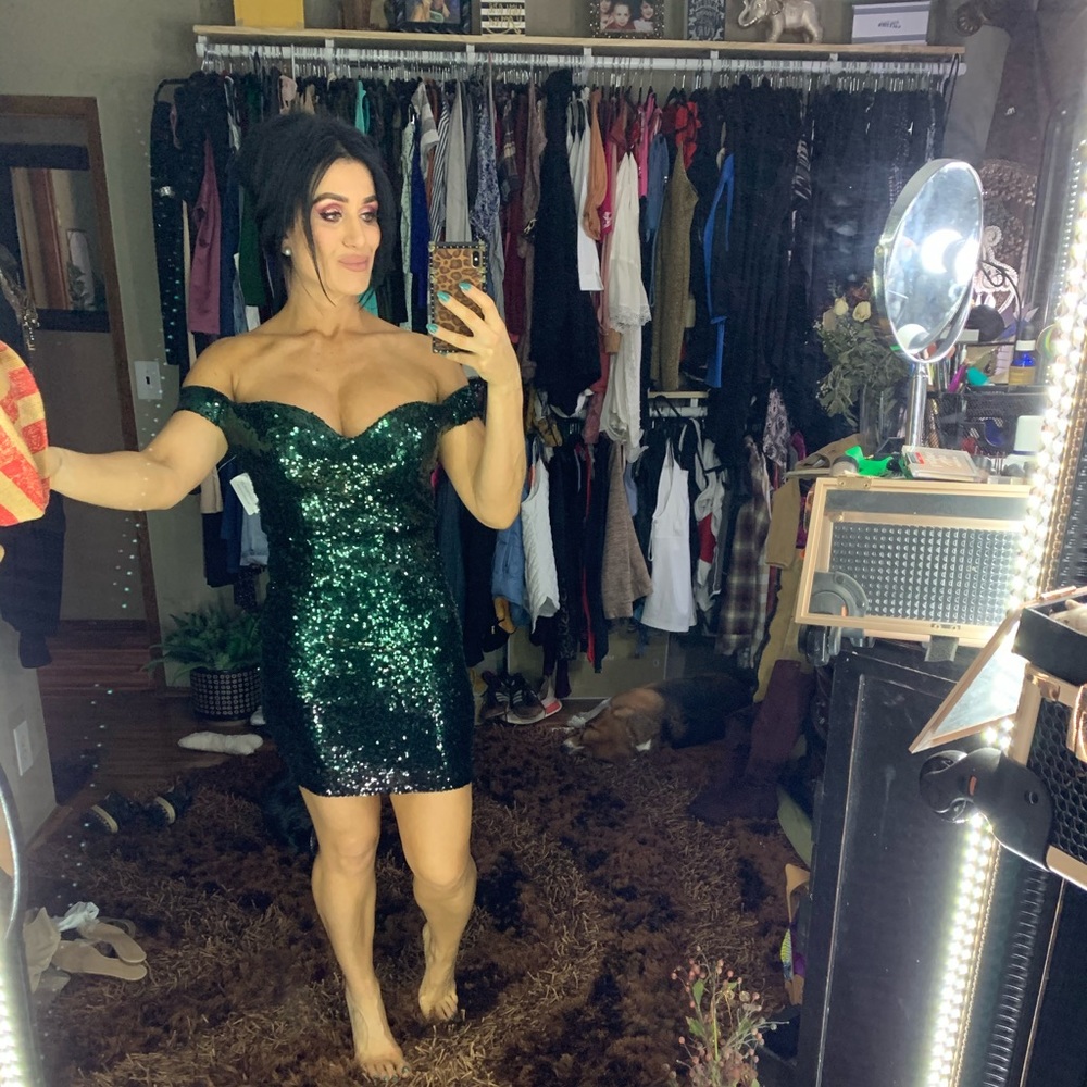 🍀Green sequin dress🍀